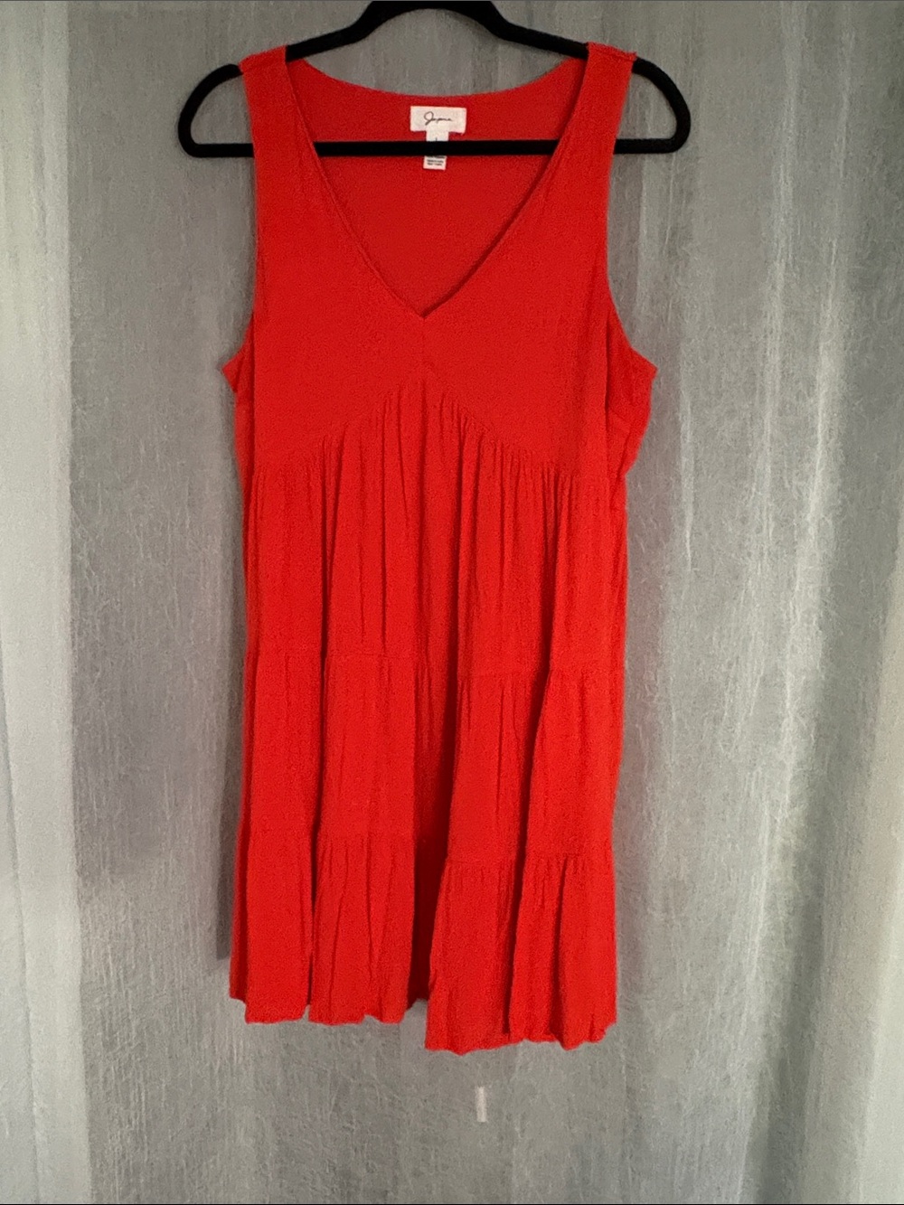 Bright Red Sleeveless V-Neck Tiered Dress